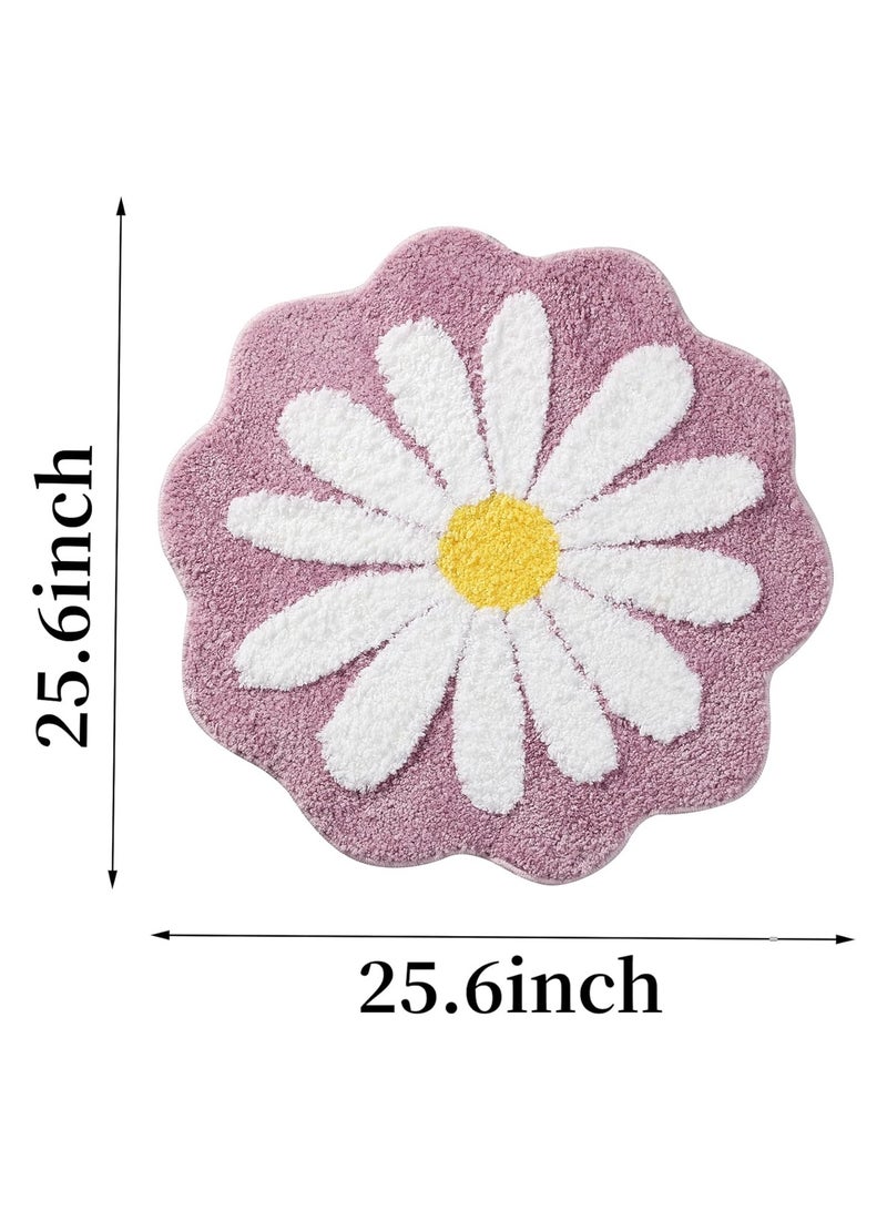 LOOPITYS Cute bathroom mat, flower carpet, absorbent anti slip mat, suitable for bedroom, kitchen, bathroom, and toilet flooring - Image 3